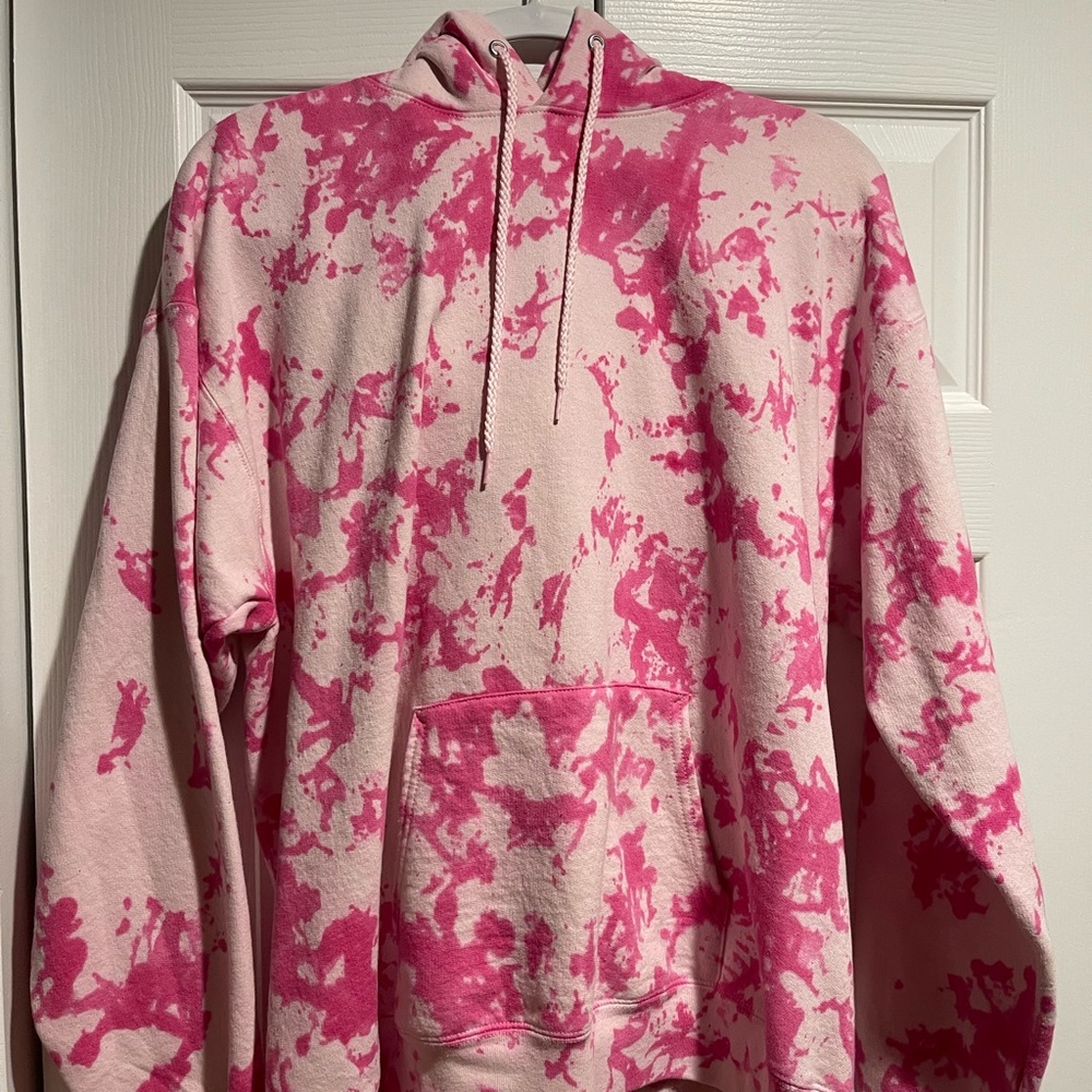 Hot pink and blush tie dye sweatshirt